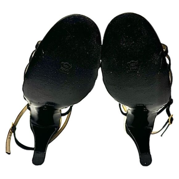 Bruno Magli Women’s Black Satin Open Toe Ankle Strap Heels Size 8M Italy - Picture 4 of 11